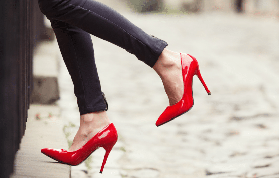 Red high heel shoes